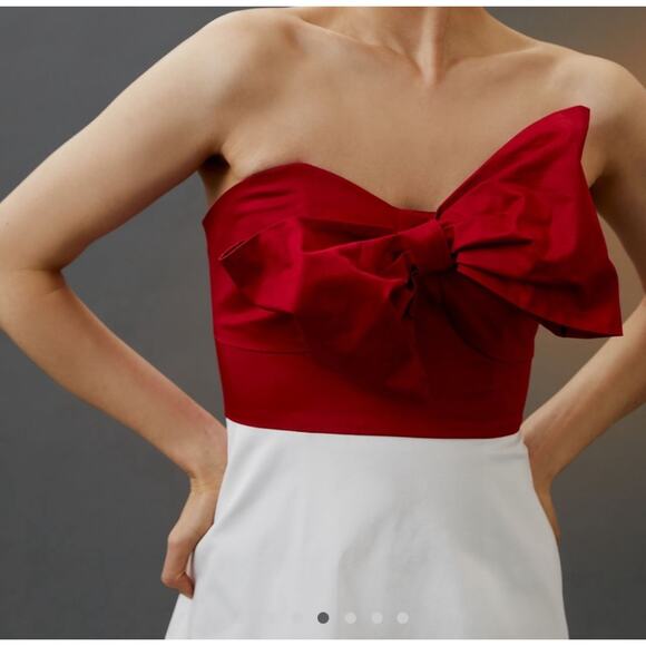 Hutch NWT Red White Motif Bow-Tie Colorblock Maxi Dress Anthropologie | Size 8 - Picture 3 of 16